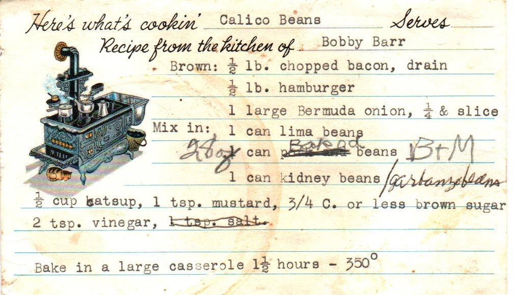 Original recipe card from Bobby Barr
